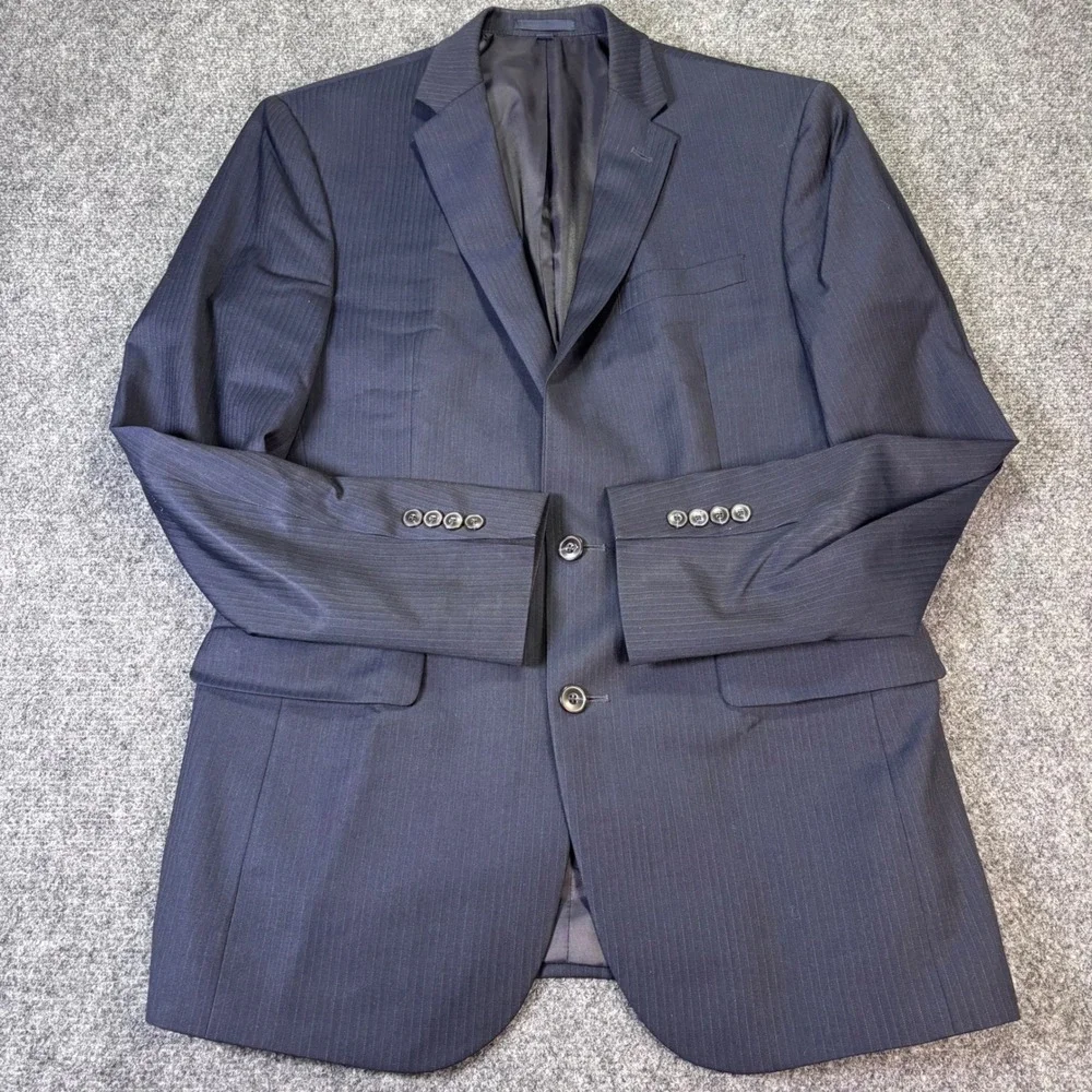 Jos A Bank 1905 Mens Slim Fit Navy Pinstripe Wool Suit Jacket Blazer 40L - Picture 2 of 11